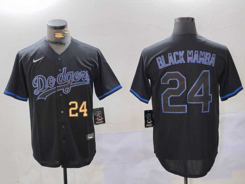 Mens Los Angeles Dodgers #24 Kobe Bryant Black Mamba Lights Out Black Fashion Stitched Cool Base Jersey